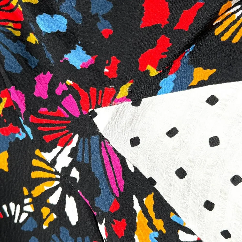 TANYA TAYLOR Bianka Combo Silk Wrap Dress Womens 8 Floral Polka Dot Ruffle Wrap - Picture 16 of 16